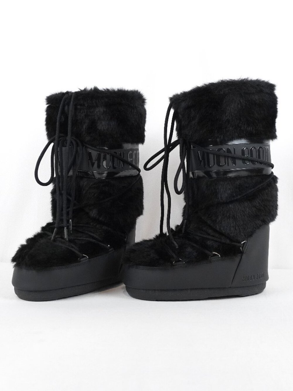 Moon Boot Icon Logo Faux-Fur Tall Boots In Black - Moon Boot Size 35/38